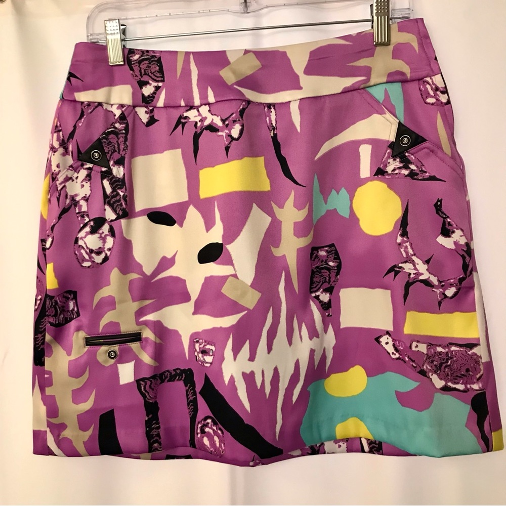 Jamie Sadock golf skirt skort 10 mod retro abstract purple print